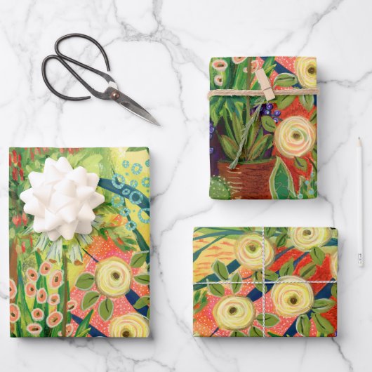 Desert Garden Wrapping Paper Flat Sheet Set van 3 (Voorkant)