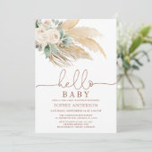 Desert Greenery Boho Pampas Grass Baby shower Kaart (Staand voorkant)