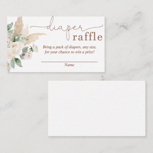 Desert Greenery Pampas Grass Diaper Raffle Card Informatiekaartje (Voorkant / Achterkant)
