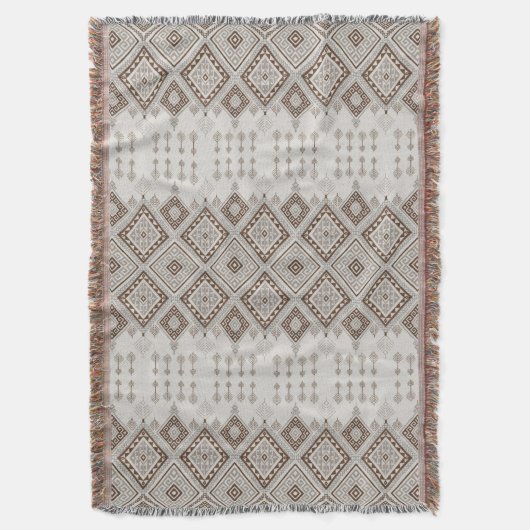 Desert Harmony Brown Moroccan Geometric Tribal Deken (Voorkant Verticaal)