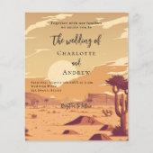 Desert landschap retro budget bruiloft uitnodiging flyer (Voorkant)