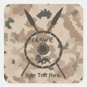 Desert Maccabee Shield and Spears Vierkante Sticker