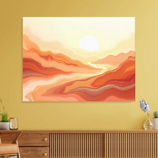 Desert Mirage – Warm Earth Fluid 40"x32" Abstract  Canvas Afdruk (Insitu (Woonkamer))