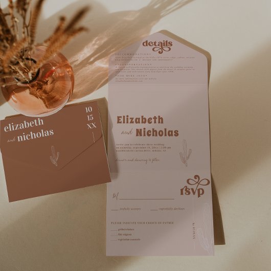 Désert moderne de Boho | Invitation de mariage tou