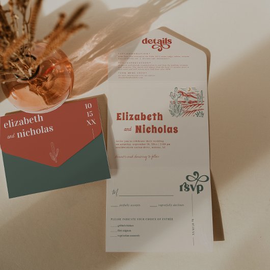 Désert moderne de Boho | Invitation de mariage tou