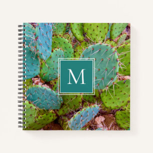 Desert Monogram Prickly Pear Cactus Blauwgroen Gro Notitieboek
