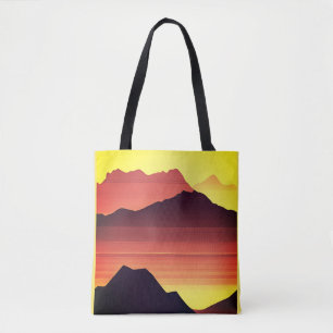 Desert Mountain Sunset Sinaasappel en bruin Draagtas