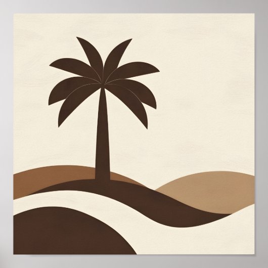 Desert Oasis Palm Tree Minimalistische Kunstdruk Poster (Voorkant)
