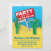 Desert Oasis Pool Party Invitation- Bewerkbare Kaa Kaart (Voorkant)