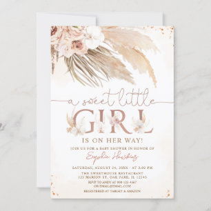 Desert Orchid Boho Pampas Grass Girl Baby shower Kaart