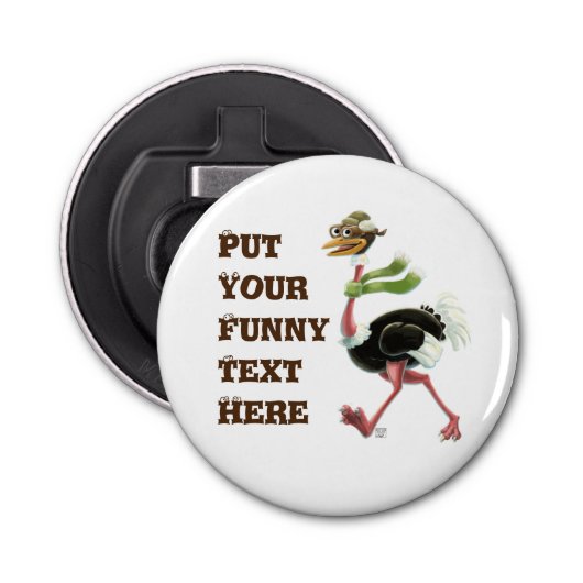 Desert Ostrich Runner Button Flesopener (Voorkant)