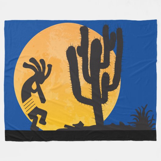 Desert Petroglyph Kokopelli Fleece Blanket (Voorkant (Horizontaal))