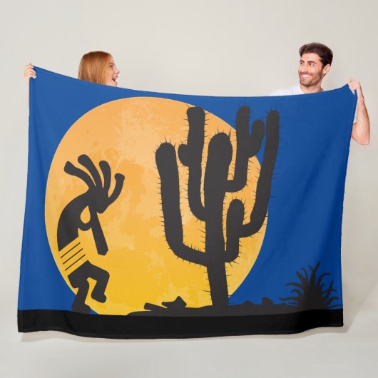 Desert Petroglyph Kokopelli Fleece Blanket Deken (In situ)