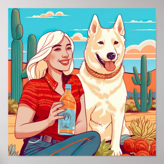Desert Rescue Dog, Tequila en vrouwelijkheid Print (Voorkant)