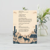 Desert Rodeo Retro Paard Rustieke Westerne bruilof Informatiekaartje (Staand voorkant)