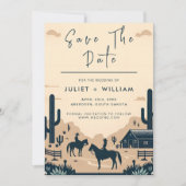 Desert Rodeo Retro Paard Rustieke Westerne bruilof Save The Date (Voorkant)