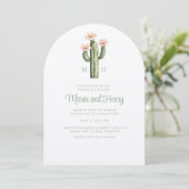 Desert Roos Cactus Monogram Trouwen Kaart (Staand voorkant)