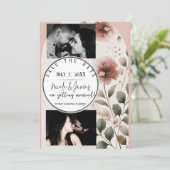 Desert Roos Roze & Groene Bloemen Bewaar de datum Kaart (Staand voorkant)