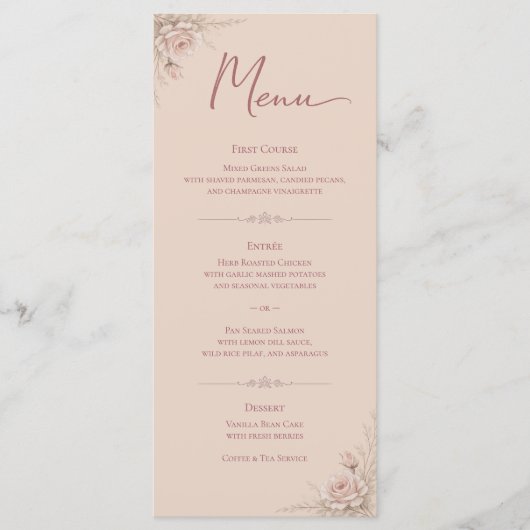 Desert Rose – Menu du mariage Dune and Bloom Flat (Devant)