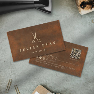 Desert Rust Iron Hair Schaar Logo Hair Stylist Visitekaartje