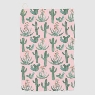 Desert Saguaro Cacti Succulents Waterverf Golfhanddoek