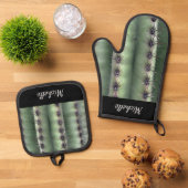 Desert Saguaro Cactus Elegant Zuidwest Ovenwant & Pannenlap Set (Top down)