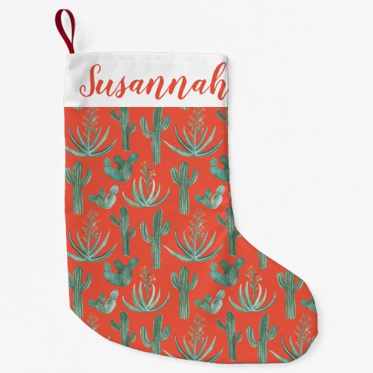 Desert Saguaro Cactus Succulents Pattern CUSTOM Kleine Kerstsok (Voorkant)