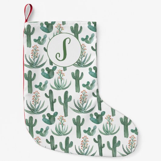 Desert Saguaro Cactus Succulents Pattern CUSTOM Kleine Kerstsok (Voorkant)