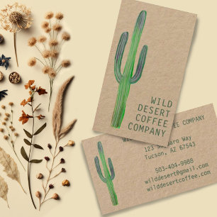 Desert Saguaro Cactus Waterverf Unique Boho Kraft Visitekaartje