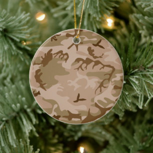 Desert Sand Camouflage Porseleinen Cirkel Ornament