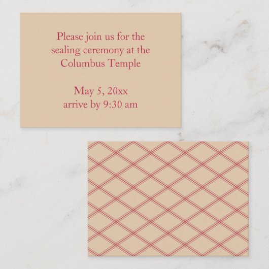 Desert Sand Diamonds Temple Sealing Invitation Informatiekaartje (Voorkant / Achterkant)