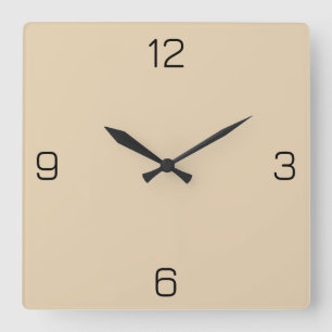 Desert Sand E6D1B0 Kleur - Optie om naam toe te vo Vierkante Klok