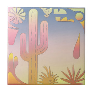 Desert Serenity (Cactus & Bird Illustaties) Tegeltje