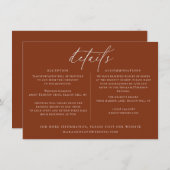 Desert Sienna Minimalistische Huwelijksdetailkaart Kaart (Voorkant / Achterkant)