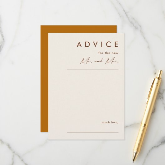 Désert simple | Carte de conseil Mariage orange br (Devant/Arrière en situation)