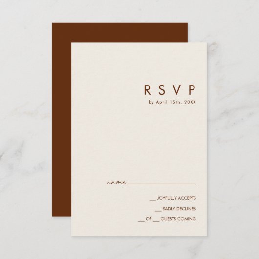 Désert simple | Carte RSVP Cinnamon foncé (Devant / Derrière)