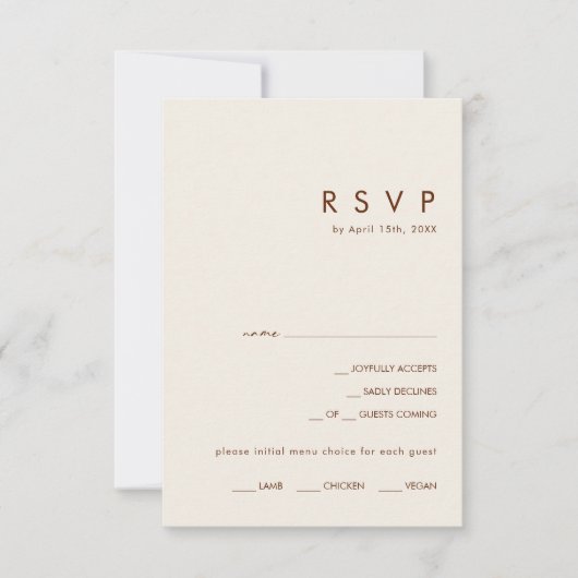 Désert simple | Carte RSVP de choix de menu orange (Devant)
