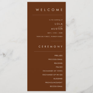 Désert simple   Dark Cinnamon Wedding Programme