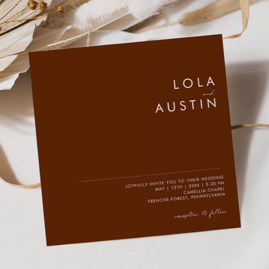 Désert simple | Invitation Carré de cannelle foncé