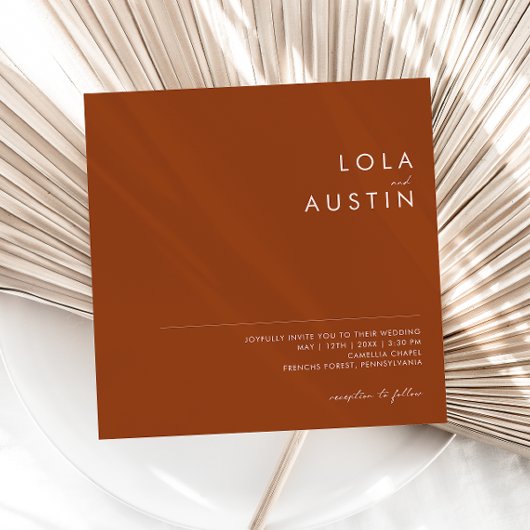 Désert simple | Invitation Carré en terre cuite