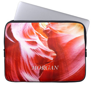 Desert Slot Canyon of uw foto, witte naam, versie Laptop Sleeve