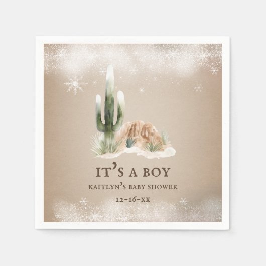 Desert Snow Cactus Baby shower servetten (Voorkant)