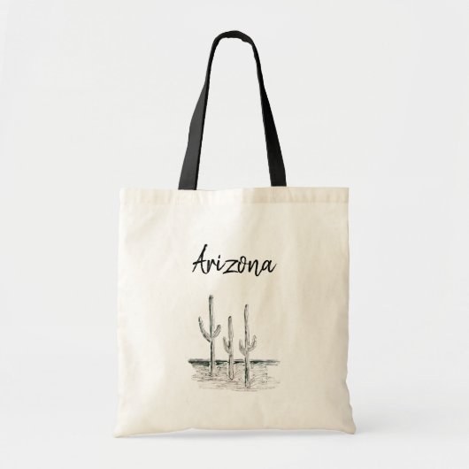 Desert Southwest Cactus Arizona Black Typografie Tote Bag (Voorkant)