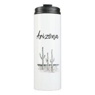 Desert Southwest Cactus Arizona Black Typography T Thermosbeker