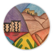 Desert Southwest Folk Art Arizona Keramische Knop (Voorkant)