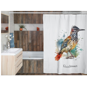 Desert Spirit, Roadrunner in Waterverf gewoonte Douchegordijn