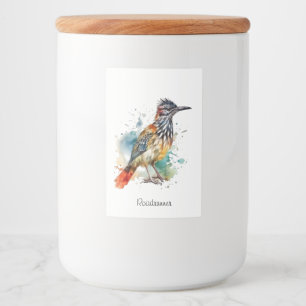Desert Spirit, Roadrunner in Waterverf gewoonte Voedselcontainer Etiket