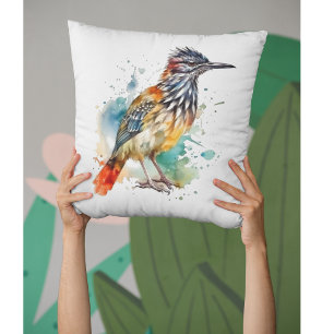 Desert Spirit, Roadrunner in Waterverf Kussen