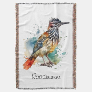 Desert Spirit, Roadrunner in Waterverf, op maat Deken