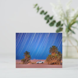 Desert Star Trails: Palm Trees & Pickup Truck Nigh Briefkaart